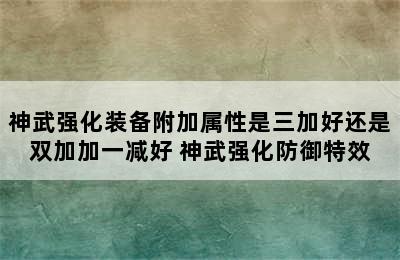 神武强化装备附加属性是三加好还是双加加一减好 神武强化防御特效